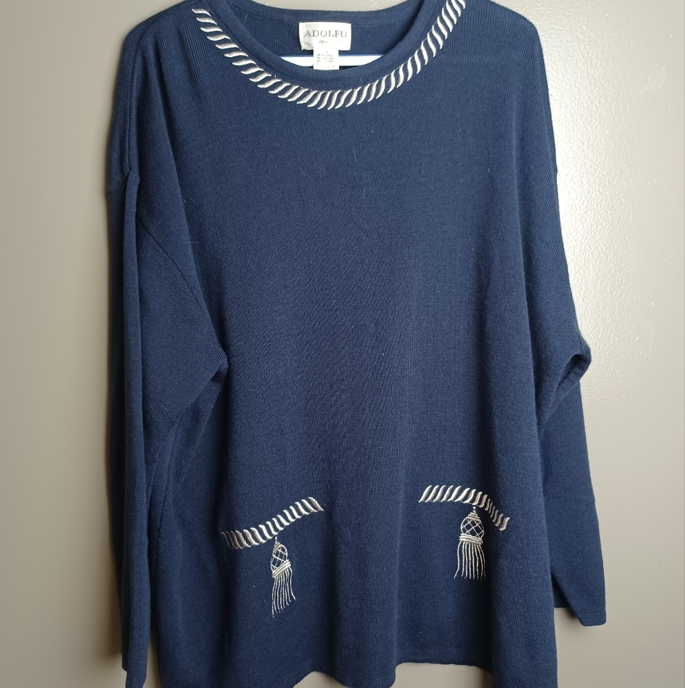 Adolfo Womens Sweater 2x Lambs Wool blend